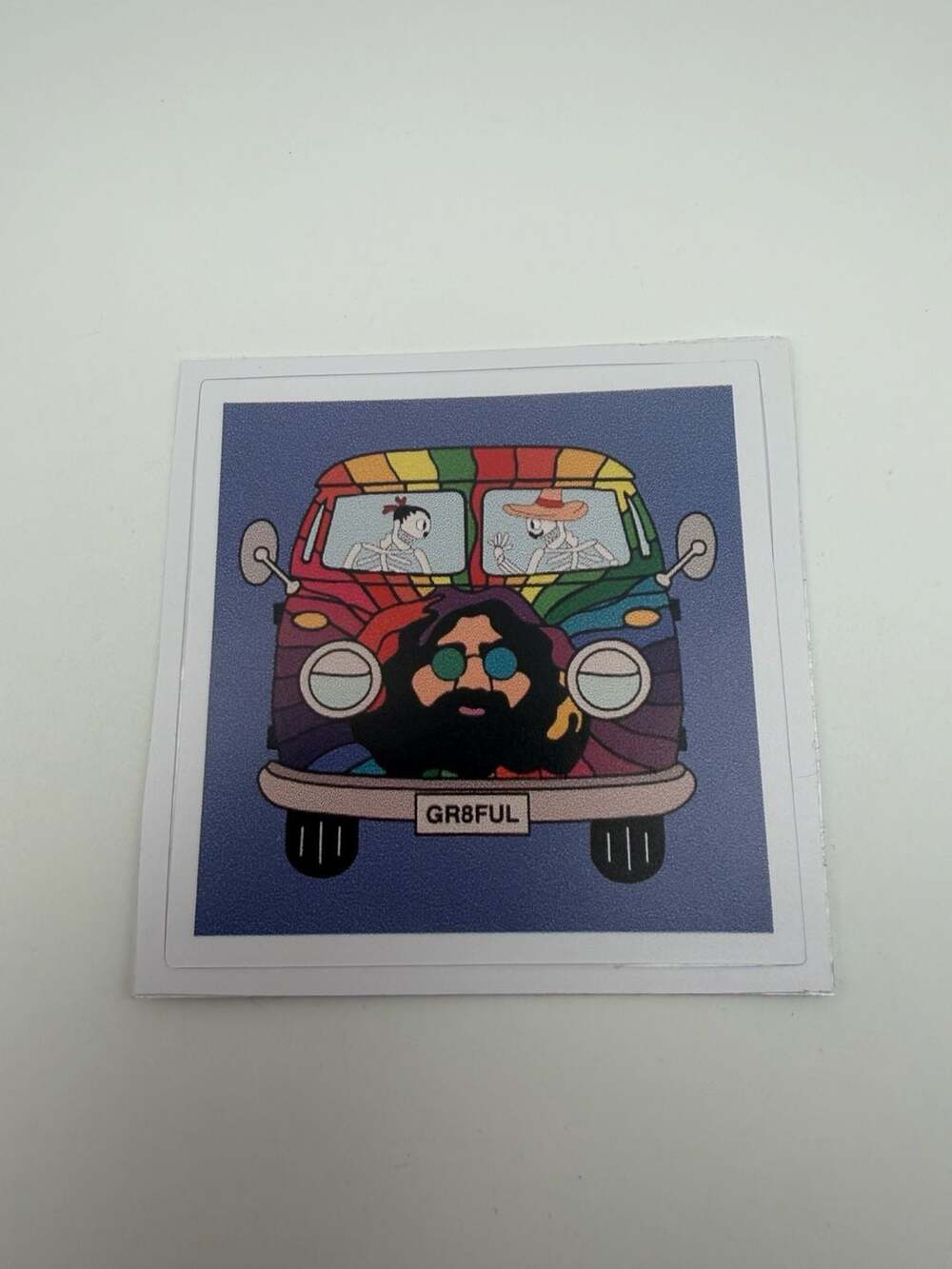 Grateful Dead Jerry Garcia VW Peace Rainbow Bus Vinyl Sticker